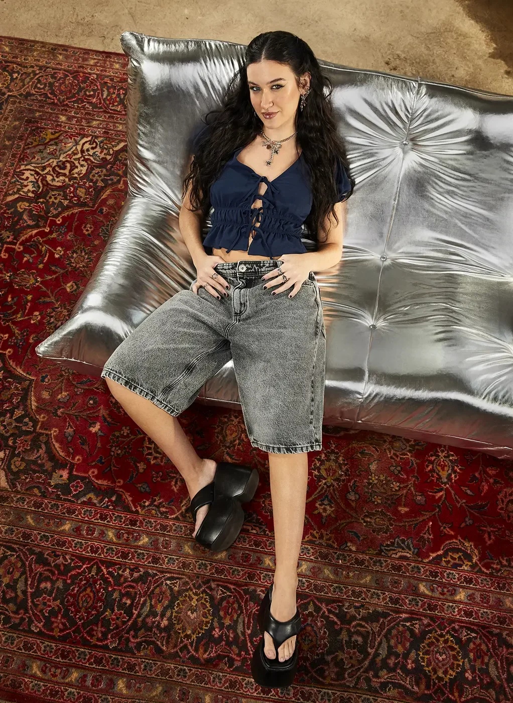 Jorts Baggy Jeans Cinza