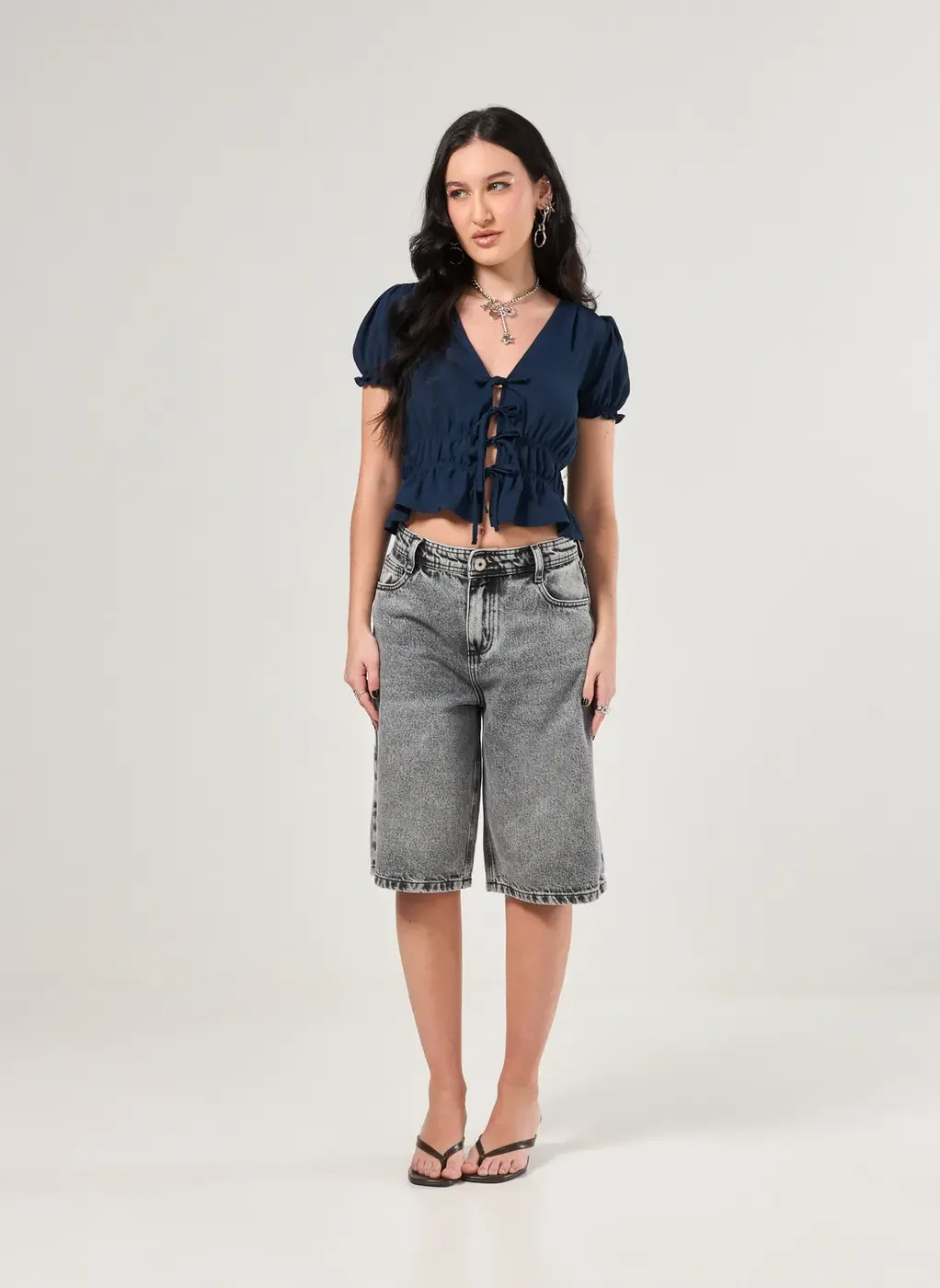 Jorts Baggy Jeans Cinza