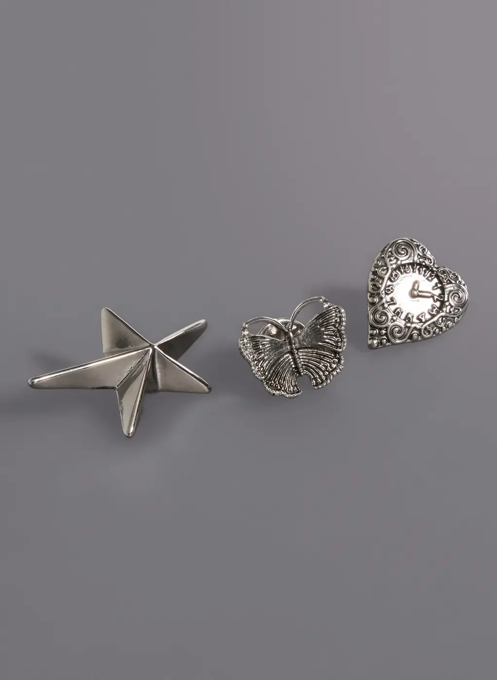 Conjunto Com 3 Broches Prateados