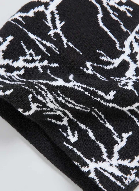 Gorro Tricô Preto Estampa Branca