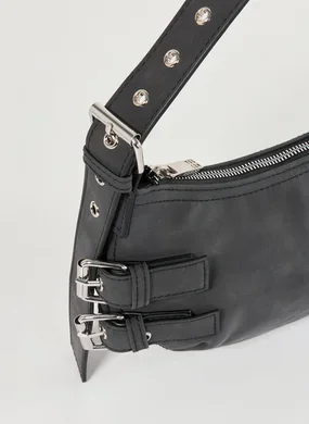 Bolsa Baguete Em Vinil Cinza