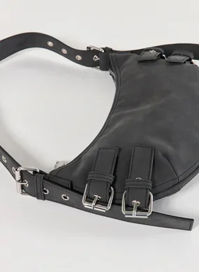 Bolsa Baguete Em Vinil Cinza