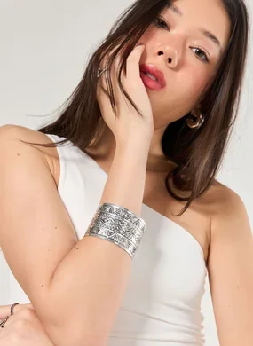 Bracelete Rígido Prateado Boho