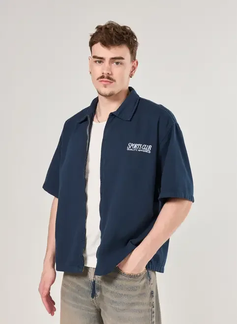 Camisa Box Sarja Zíper E Bordado