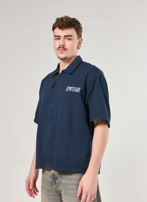 Camisa Box Sarja Zíper E Bordado