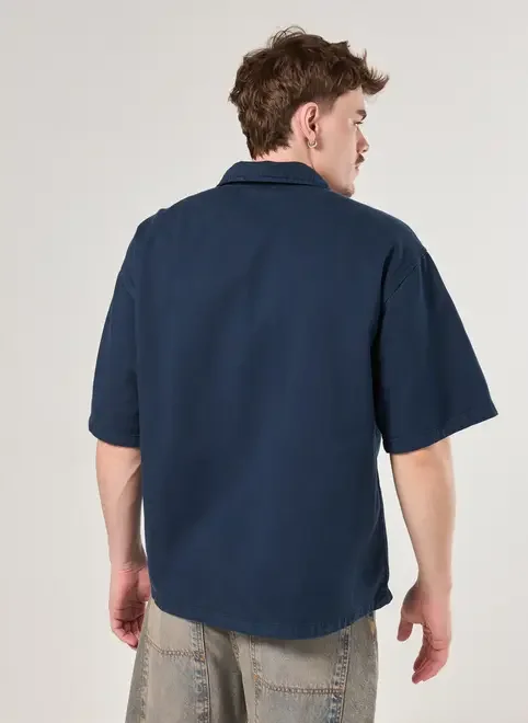 Camisa Box Sarja Zíper E Bordado