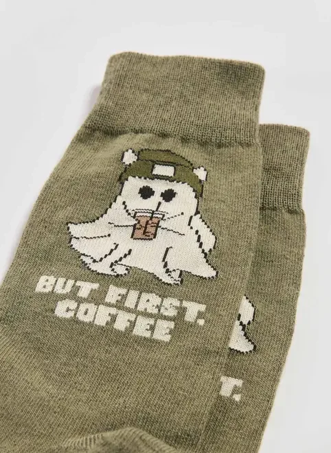 Meia Verde Militar Fantasma Café