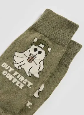 Meia Verde Militar Fantasma Café
