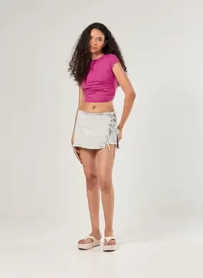 Short Saia Jeans Amarração