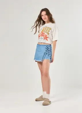 Short Saia Jeans Amarração