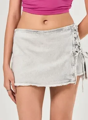 Short Saia Jeans Amarração