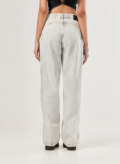 Calça Jeans Wide Leg Amarração