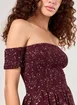 Vestido Ombro A Ombro Estampado Bordô