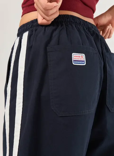 Calça Sarja Wide Leg Esportiva