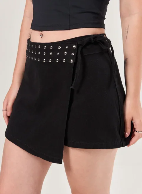 Short Saia Sarja Transpassado Tachinhas