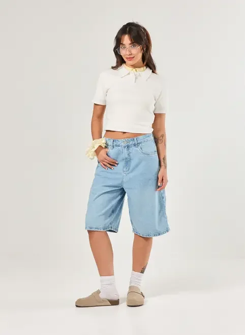 Bermuda Jorts Jeans Claro