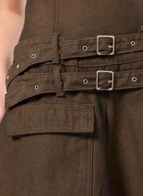 Vestido Jeans Marrom Cintos