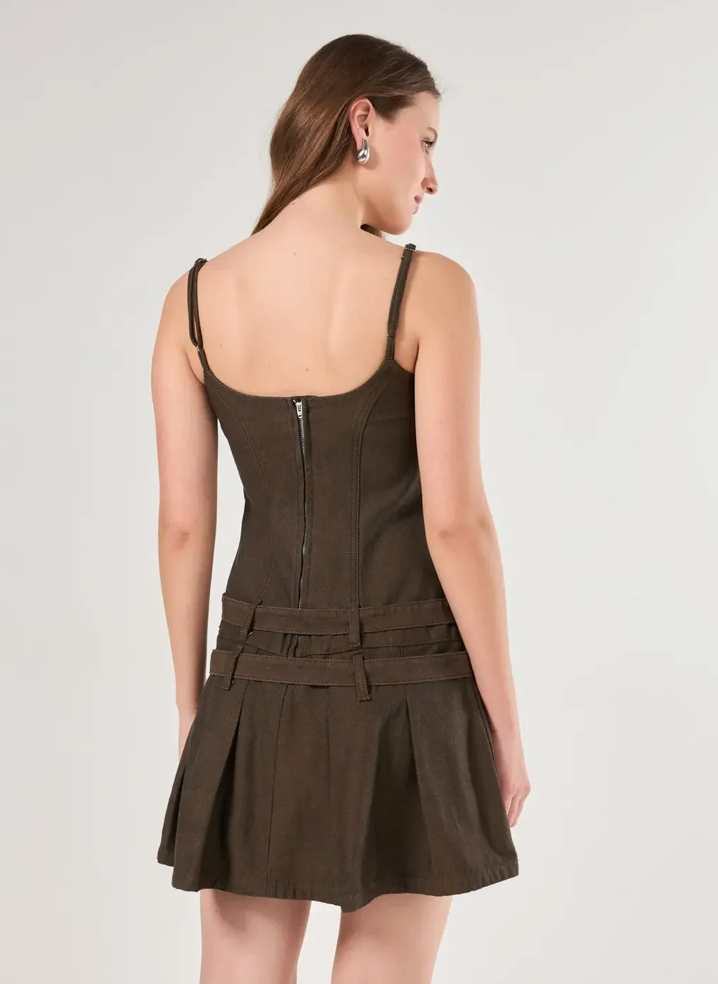 Vestido Jeans Marrom Cintos