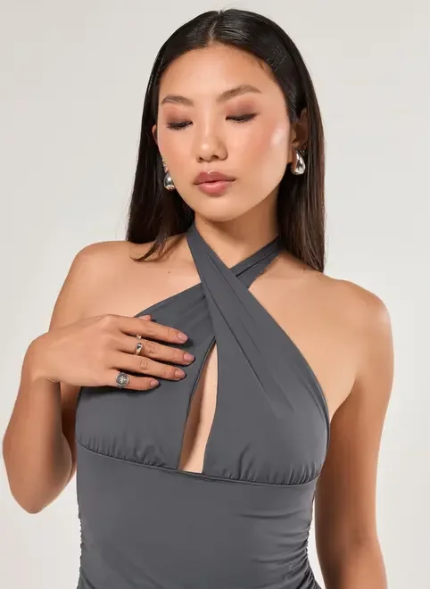 Vestido Curto Poliamida Frente Única