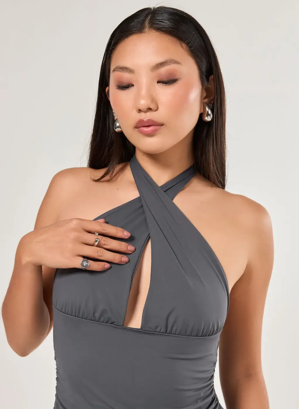 Vestido Curto Poliamida Frente Única