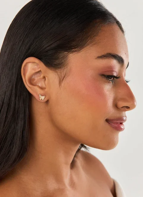 Conjunto 9 Brincos Dourados Morango