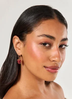 Conjunto 9 Brincos Dourados Morango