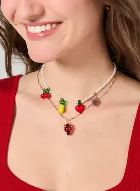 Conjunto 2 Colares Dourados Frutinhas