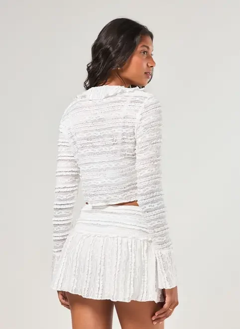 Blusa Manga Longa Renda E Babados