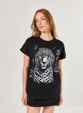 Camiseta Oversized Preta Onça