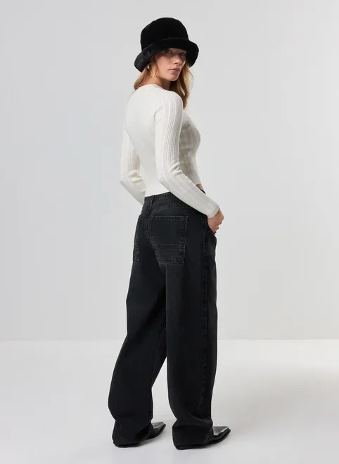 Blusa Canelada Tricô Manga Longa