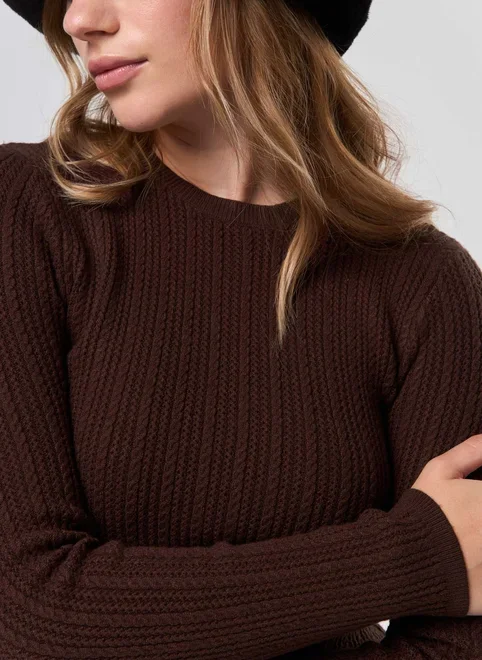 Blusa Canelada Tricô Manga Longa