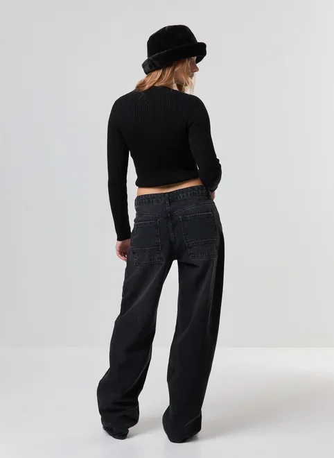 Blusa Canelada Tricô Manga Longa