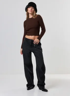 Blusa Canelada Tricô Manga Longa