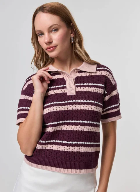 Camiseta Polo Box Tricô Listrada