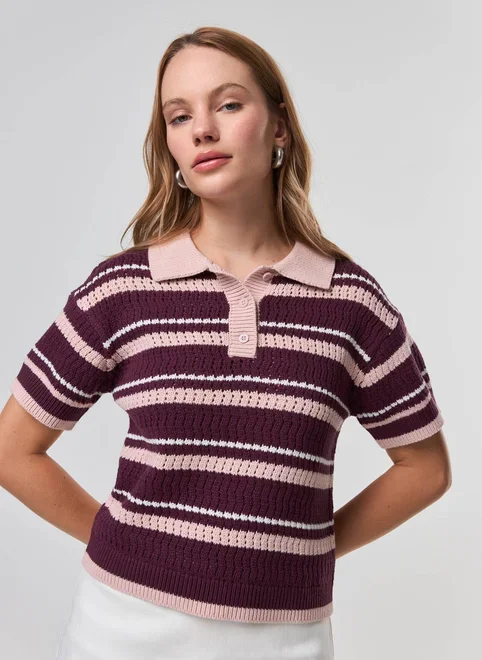 Camiseta Polo Box Tricô Listrada