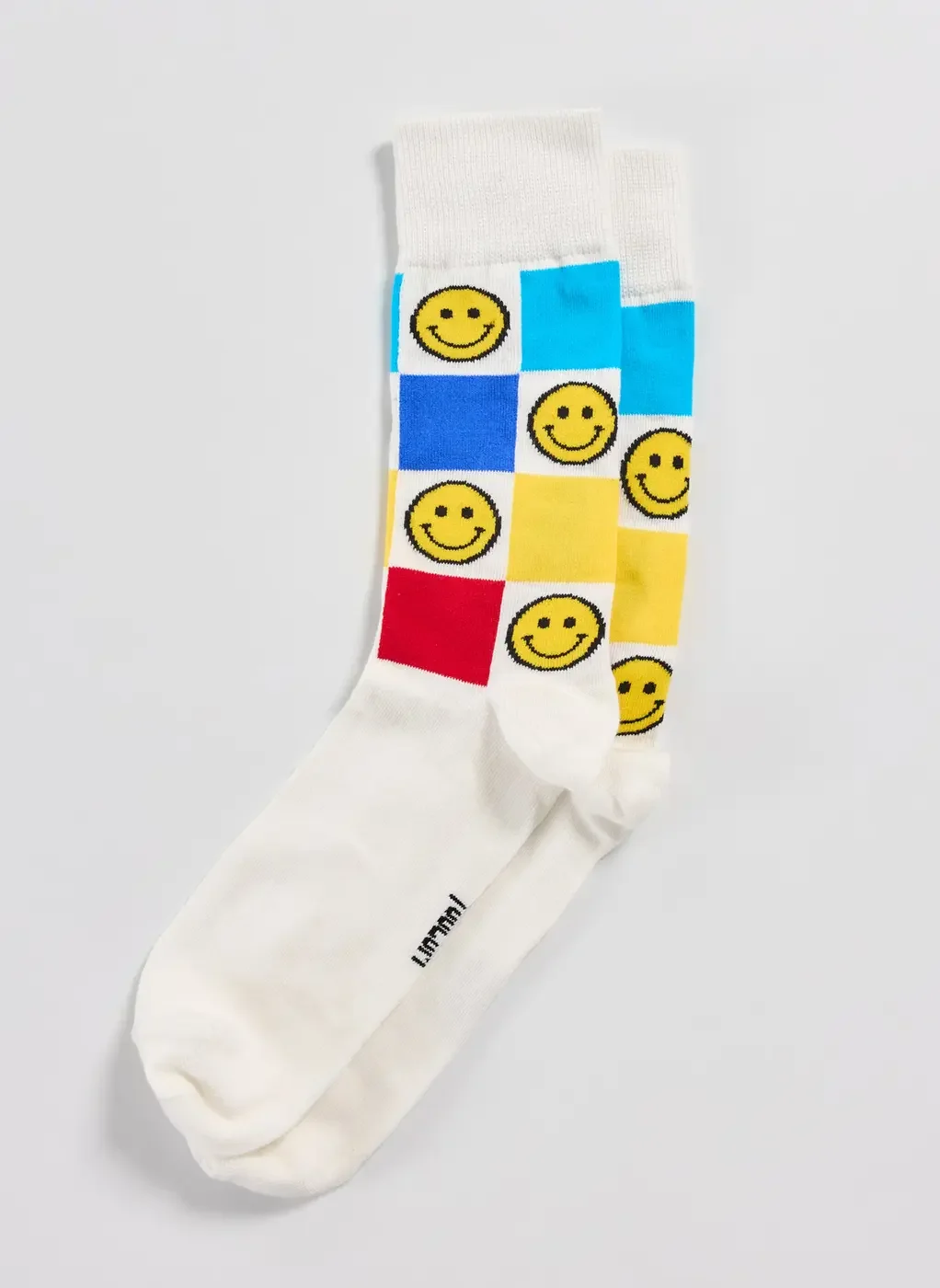 Meia Off-White Quadriculada Smiles