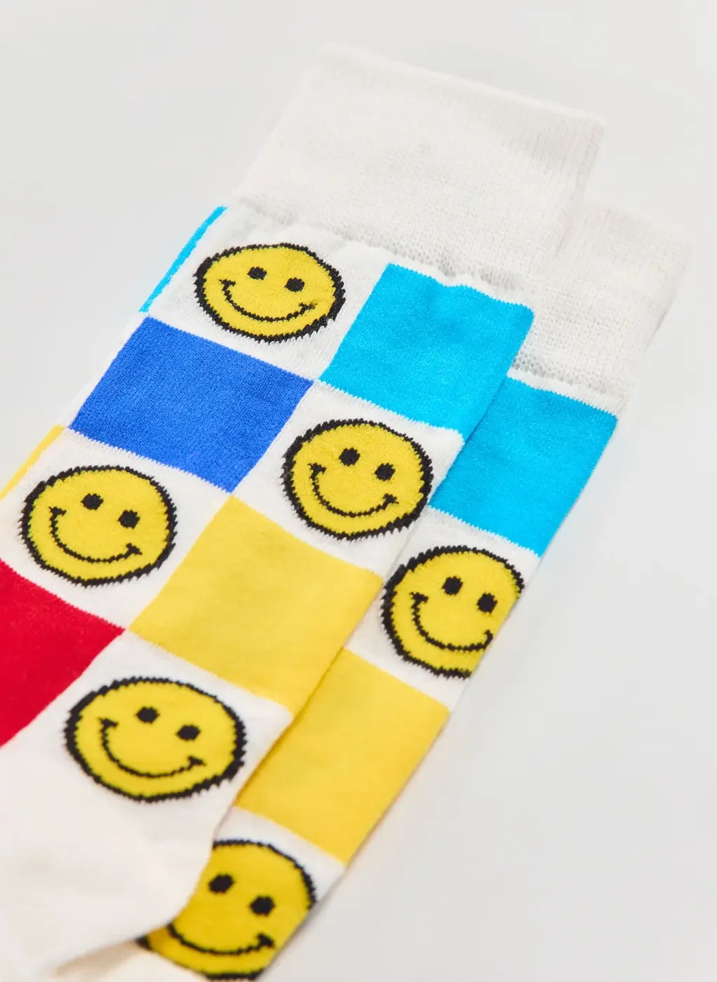 Meia Off-White Quadriculada Smiles