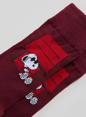 Meia Bordô Snoopy Descansando