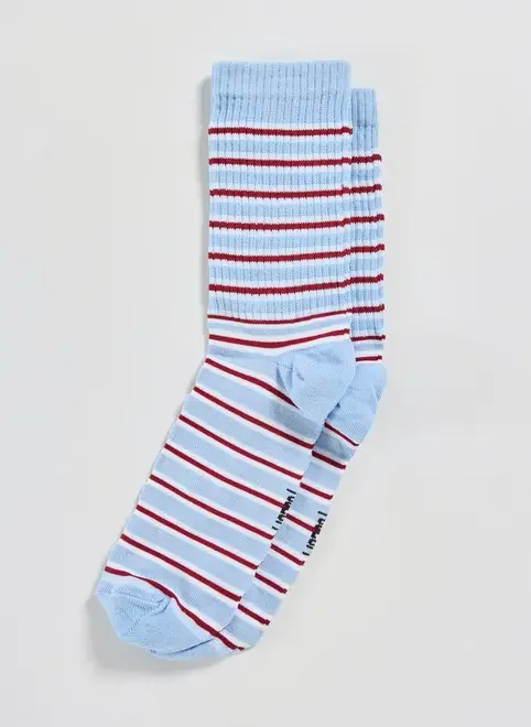 Meia Azul Listras Vermelhas E Brancas