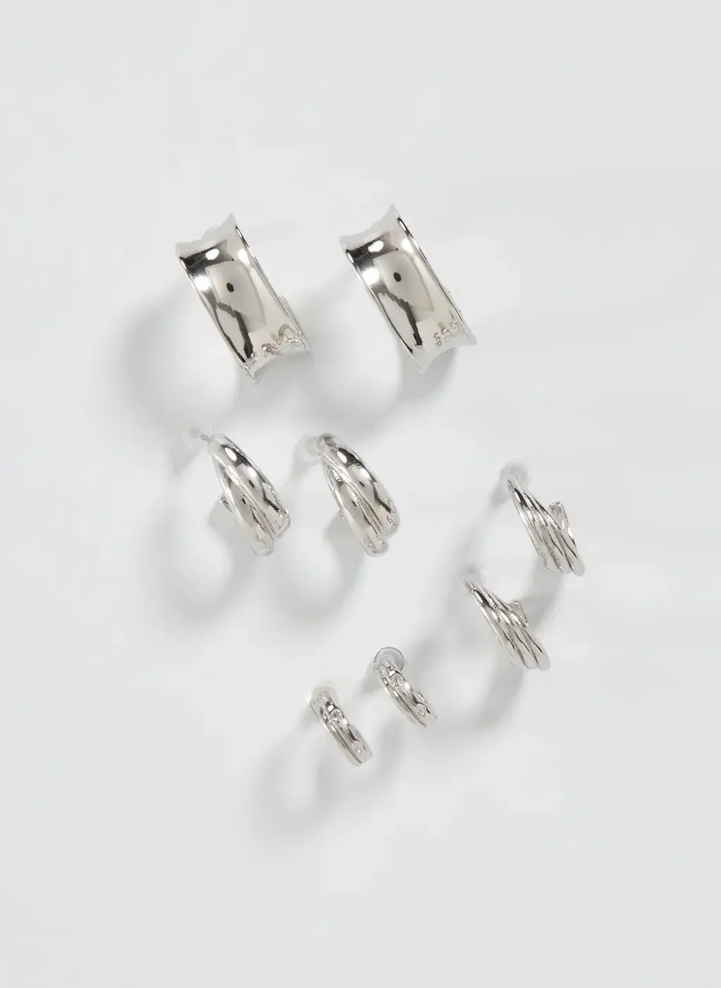 Conjunto 4 Brincos De Argola Prateadas