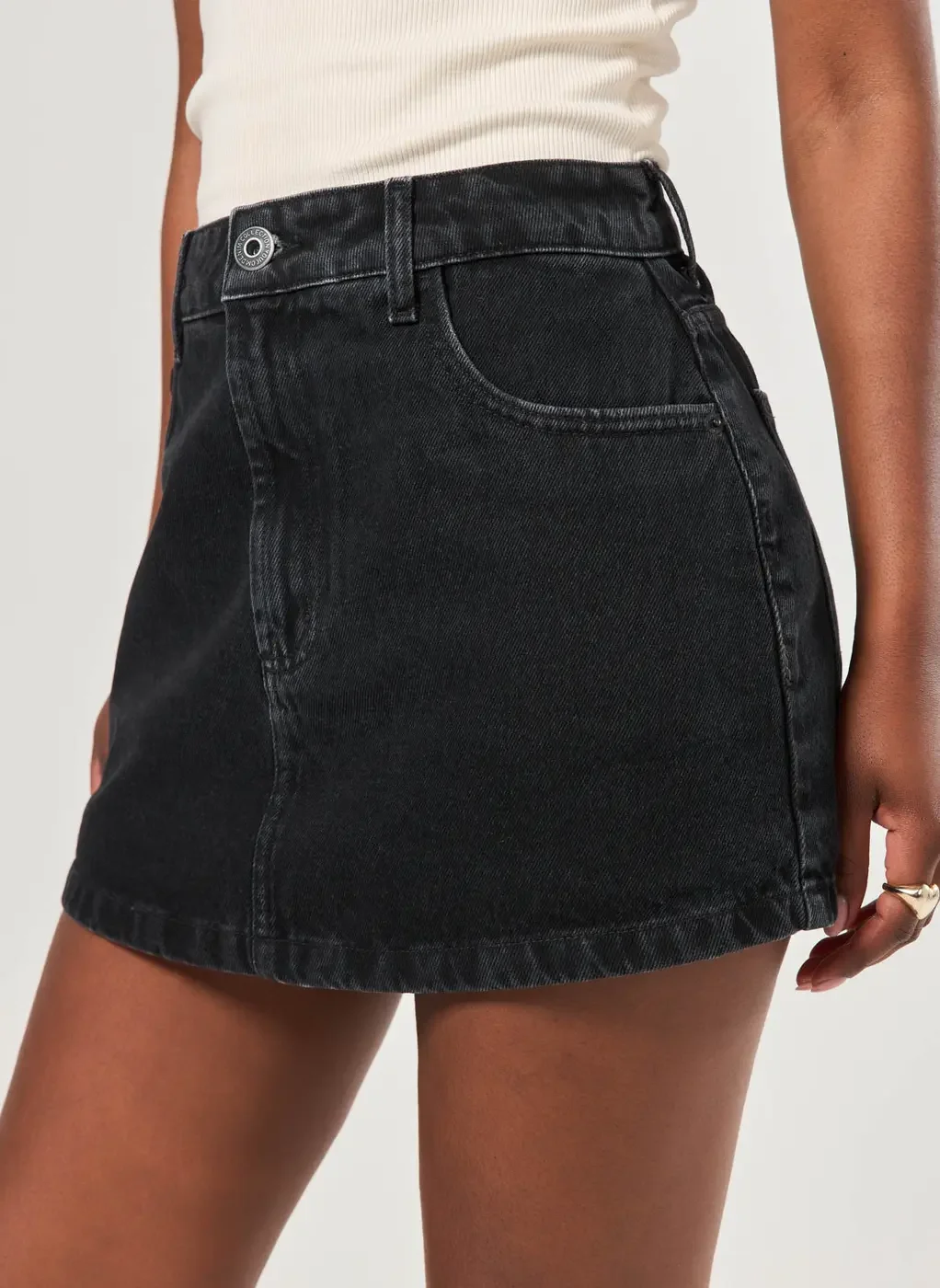 Short Saia Jeans Básico Cintura Alta
