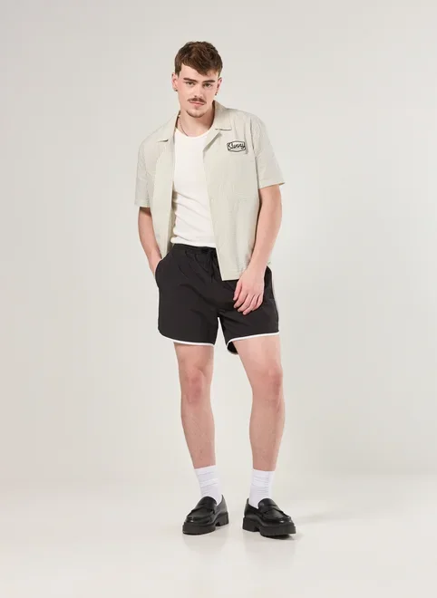 Bermuda De Banho Preta Listra