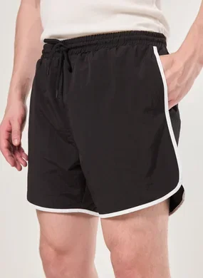 Bermuda De Banho Preta Listra