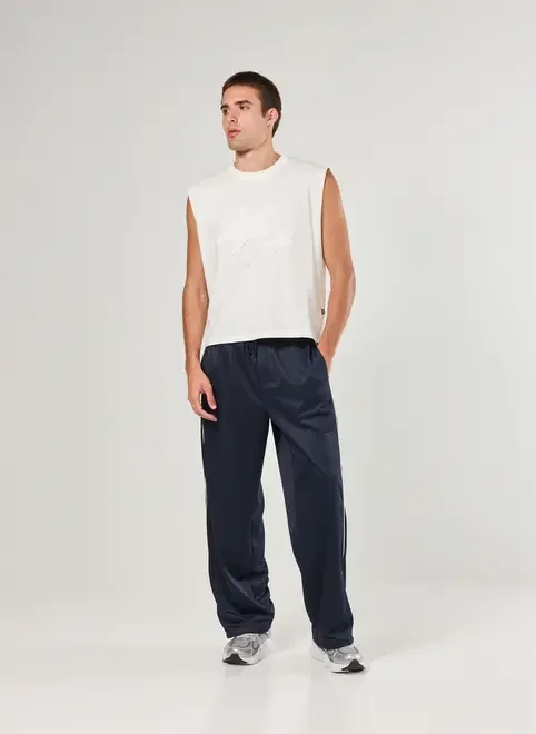 Calça Reta Esportiva Azul-Marinho