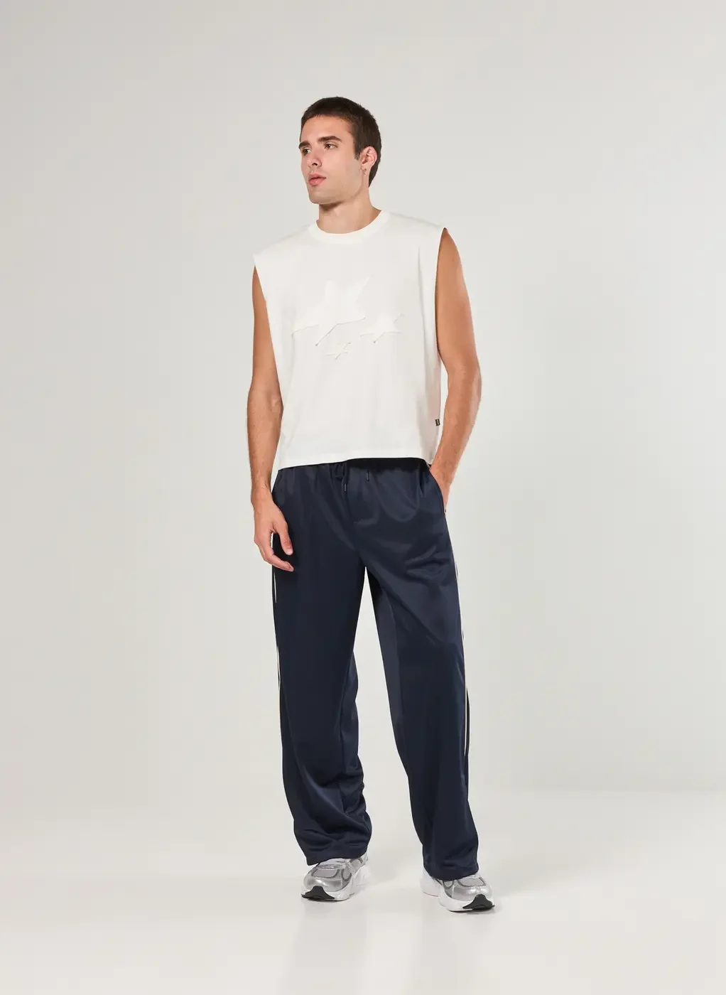 Calça Reta Esportiva Azul-Marinho