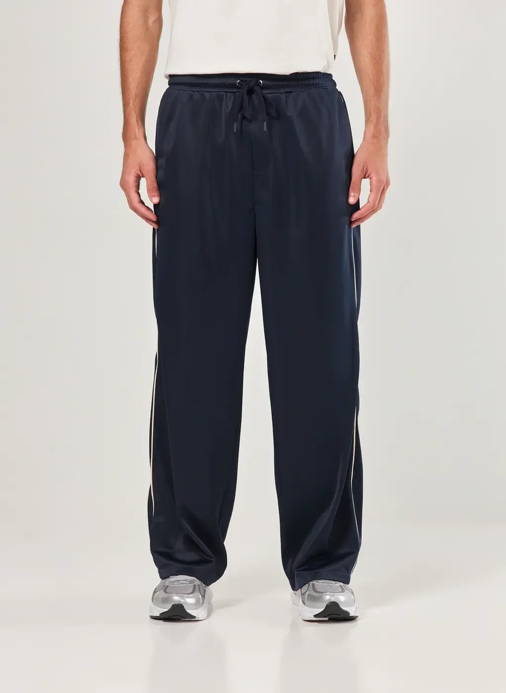 Calça Reta Esportiva Azul-Marinho