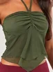 Blusa Tule Verde Amarração Pescoço