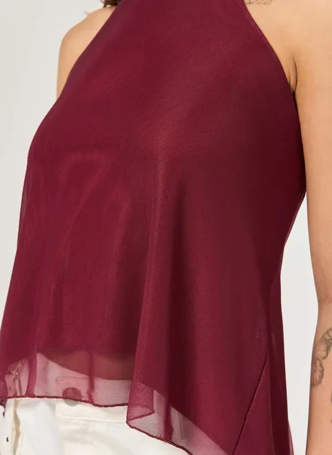 Blusa Tule Halter Amarração