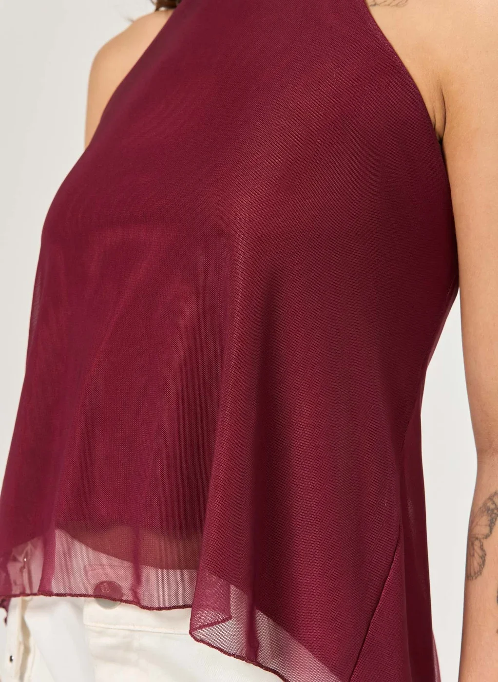 Blusa Tule Halter Amarração