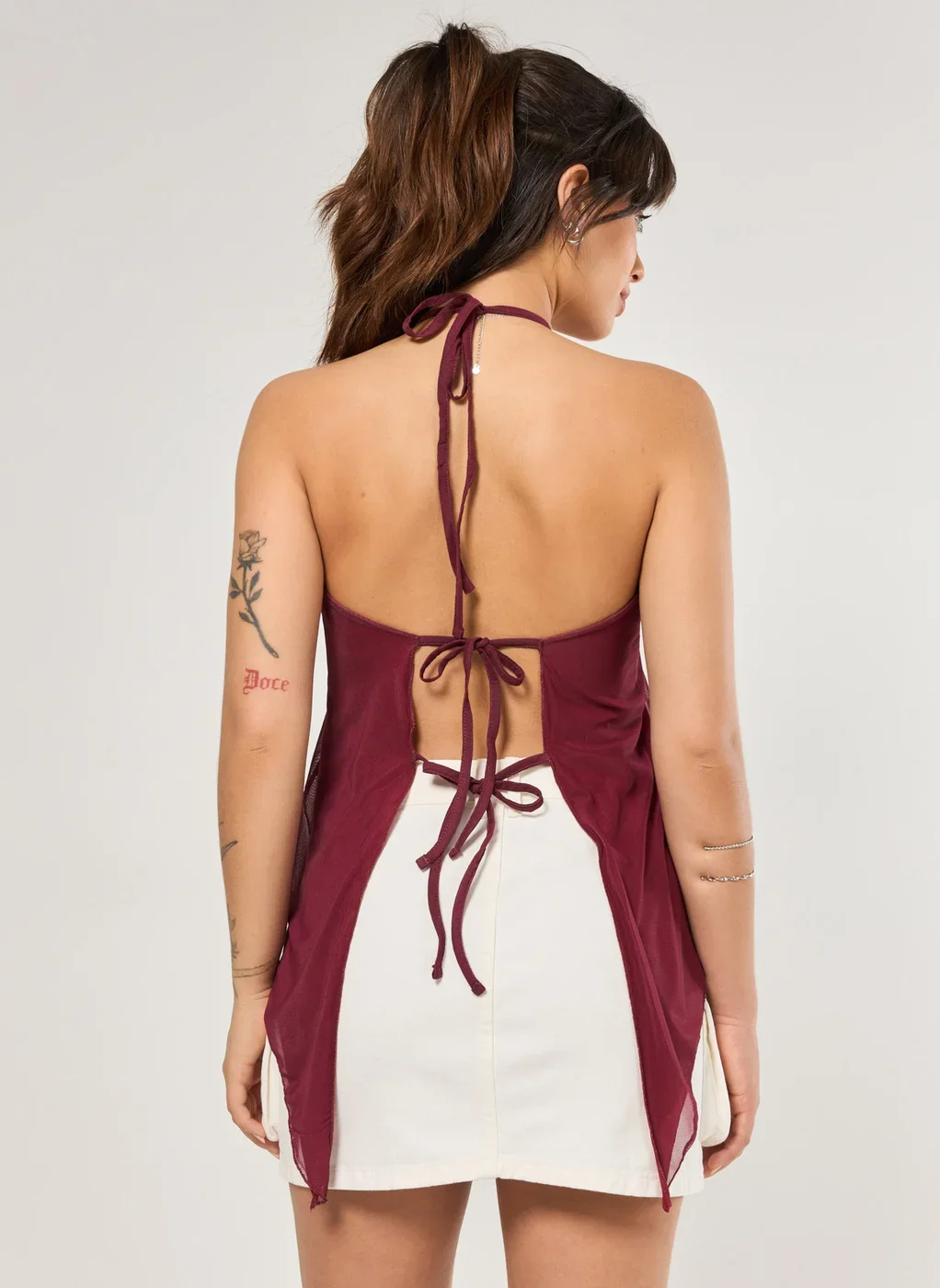 Blusa Tule Halter Amarração